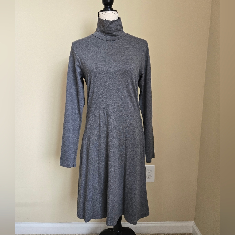 Toad & Co Turtleneck Dress Womens S Gray Long Sleeve Jersey